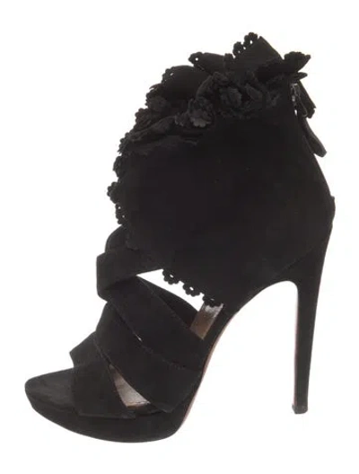 Pre-owned Alaïa Suede Cutout Accent Sandals In Black