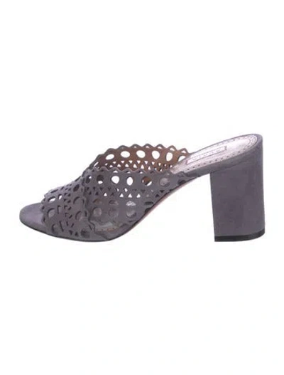 Pre-owned Alaïa Suede Cutout Accent Slides In Purple