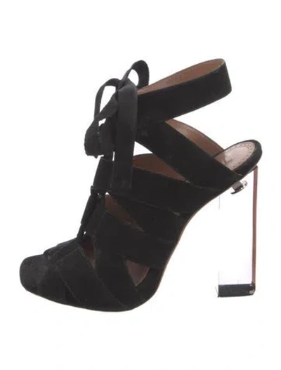 Pre-owned Alaïa Suede Cutout Accent Slingback Sandals In Black