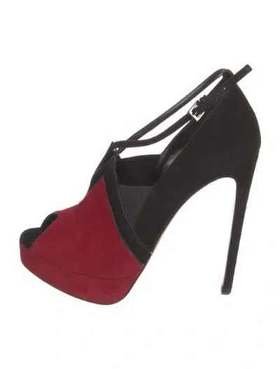 Pre-owned Alaïa Suede Cutout Accent T-strap Pumps In Multi