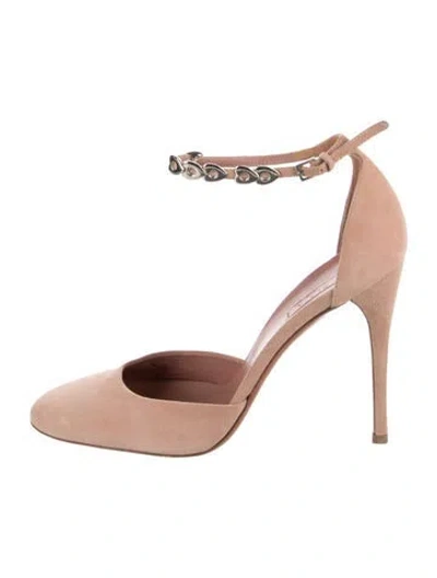 Pre-owned Alaïa Suede D'orsay Pumps In Neutral