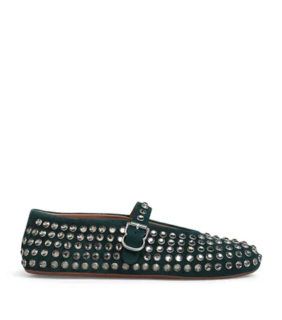 Alaïa Suede Embellished Ballet Flats In Black