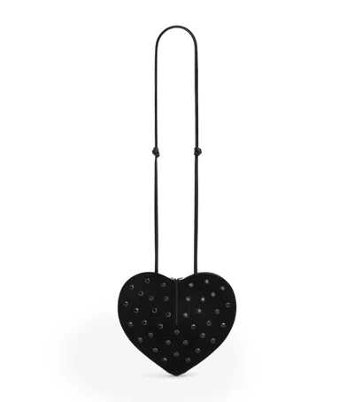 Alaïa Suede Embellished Le Coeur Shoulder Bag In Black