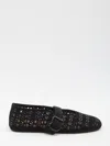 Alaïa Eyelet Detail Suede Ballerina Flats In Black