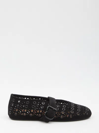 ALAÏA SUEDE EYELETS BALLET FLATS