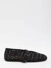 Alaïa Eyelet Detail Suede Ballerina Flats In Black