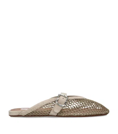 Alaïa Suede Fishnet Mules In Neutral