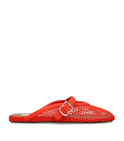 Alaïa Suede Fishnet Mules In Orange