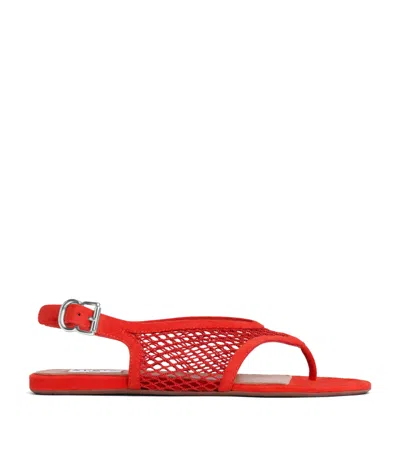 Alaïa Fishnet Suede Flat Thong Sandals In Animal Print
