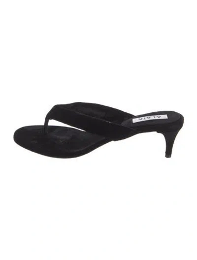 Pre-owned Alaïa Suede Flip Flops In Black