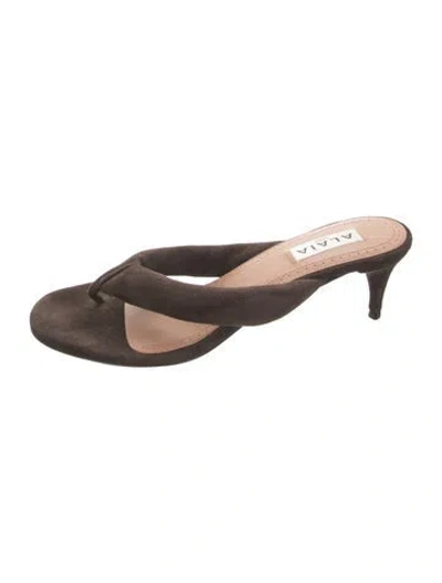 Pre-owned Alaïa Suede Flip Flops In Brown