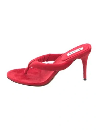 Pre-owned Alaïa Suede Flip Flops In Red
