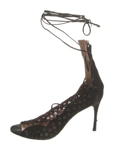 Pre-owned Alaïa Suede Gladiator Sandals In Black