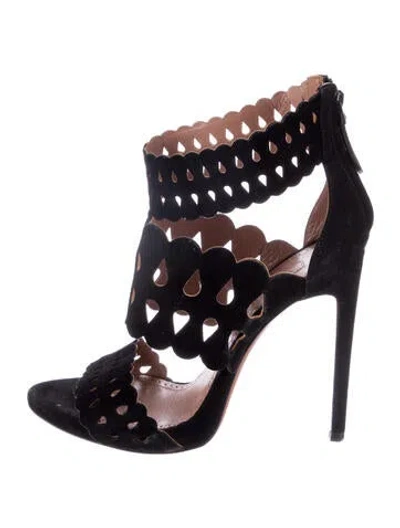 Pre-owned Alaïa Suede Gladiator Sandals In Black