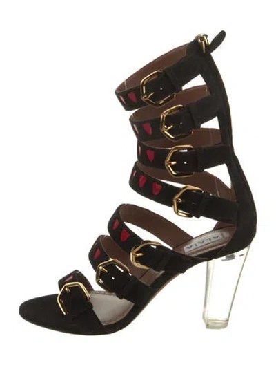 Pre-owned Alaïa Suede Gladiator Sandals In Black
