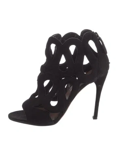 Pre-owned Alaïa Suede Gladiator Sandals In Black