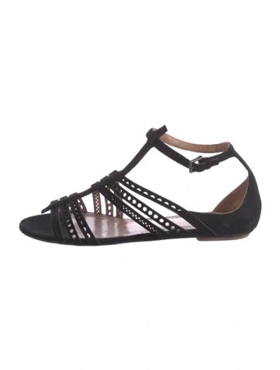 Pre-owned Alaïa Suede Gladiator Sandals In Black
