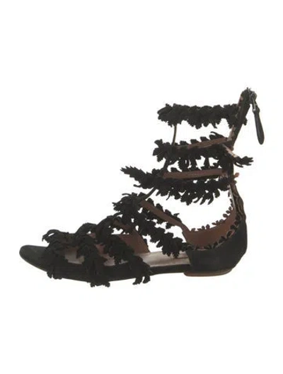Pre-owned Alaïa Suede Gladiator Sandals In Black