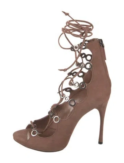 Pre-owned Alaïa Suede Gladiator Sandals In Brown