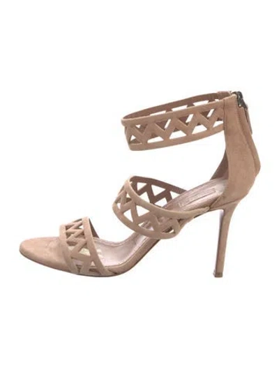 Pre-owned Alaïa Suede Gladiator Sandals In Neutral