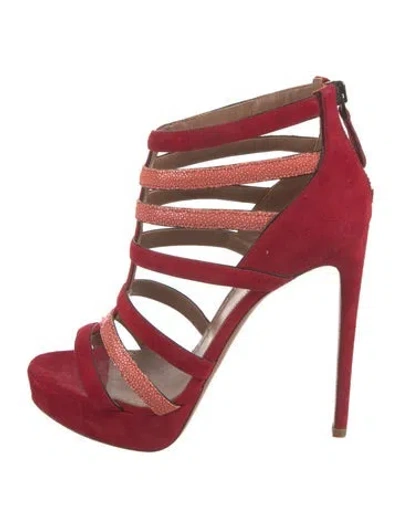 Pre-owned Alaïa Suede Gladiator Sandals In Red