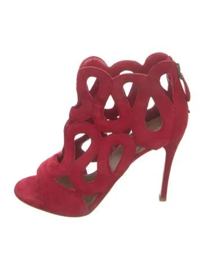 Pre-owned Alaïa Suede Gladiator Sandals In Red