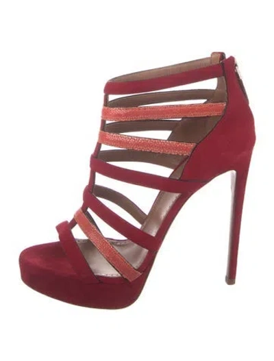 Pre-owned Alaïa Suede Gladiator Sandals In Red