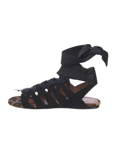 Pre-owned Alaïa Suede Gladiator Sandals W/ Tags In Black