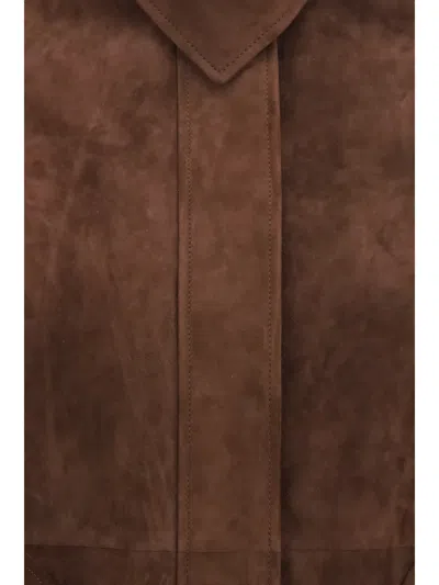 Alaïa Suede Goatskin Peplum Jacket In Brown