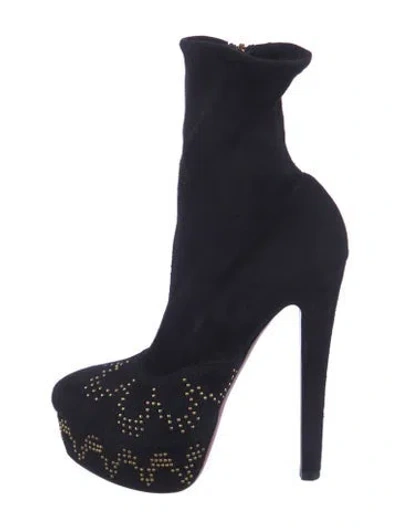 Pre-owned Alaïa Suede Graphic Print Sock Boots In Multi