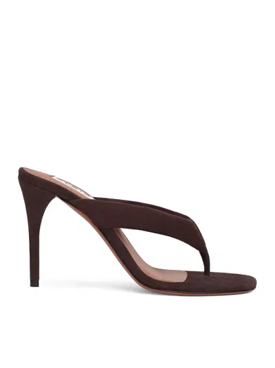 Alaïa Heel Thong Mules In Suede In Brown