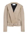Alaïa Suede Hooded Biker Jacket In Nude