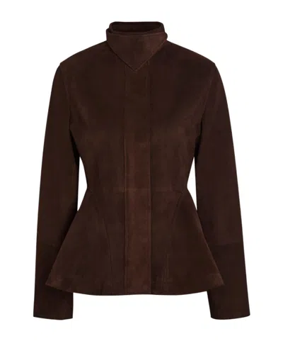 Alaïa Suede Jacket In Brown