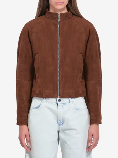 Alaïa Suede Jacket In Brown