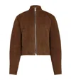 Alaïa Round Zip-up Jacket In Suede In Brown