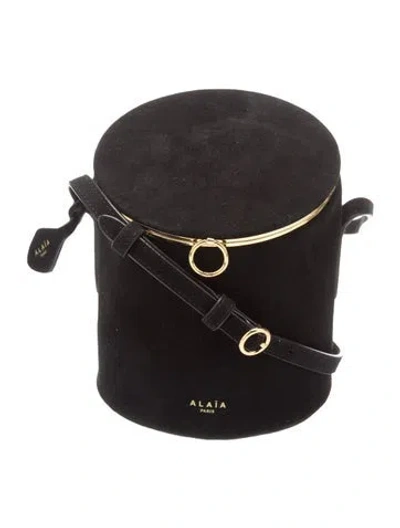Pre-owned Alaïa Suede La Canette Small In Black