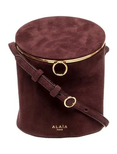 Pre-owned Alaïa Suede La Canette Small In Burgundy