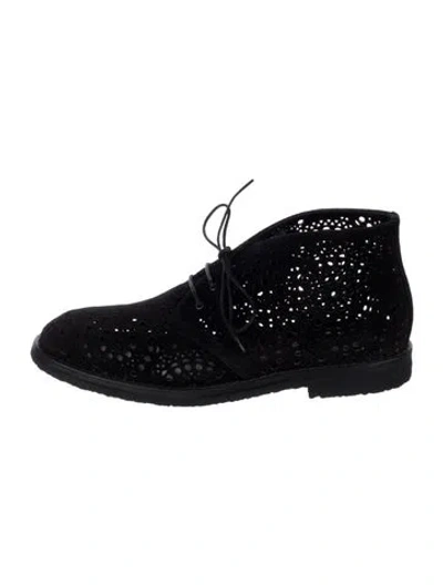 Pre-owned Alaïa Suede Lace Pattern Boots In Black