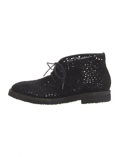 Pre-owned Alaïa Suede Lace Pattern Boots In Black
