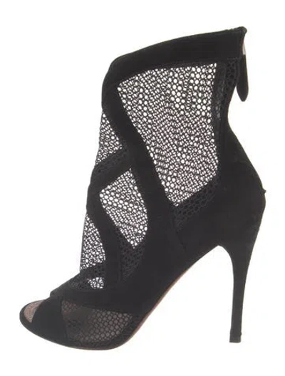 Pre-owned Alaïa Suede Lace Pattern Boots In Black