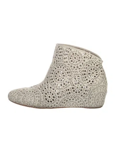 Pre-owned Alaïa Suede Lace Pattern Boots In Neutrals