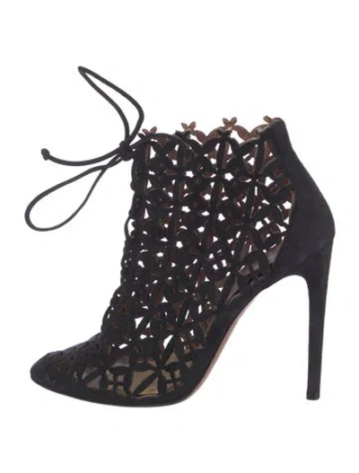 Pre-owned Alaïa Suede Lace Pattern Pumps In Black