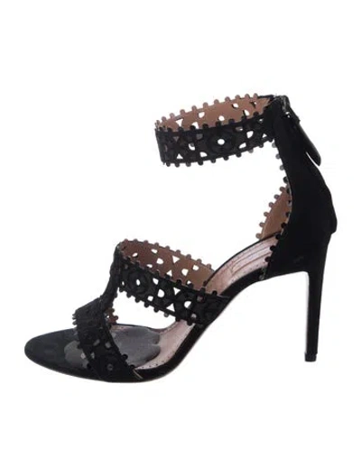 Pre-owned Alaïa Suede Lace Pattern Sandals In Blue