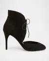 Alaïa Suede Lace-up Stiletto Pumps In Noir
