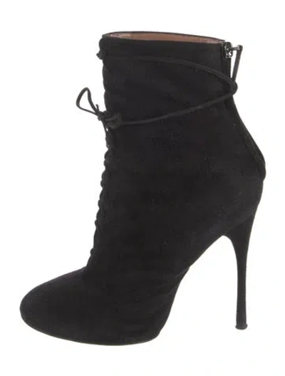 Pre-owned Alaïa Suede Lace-up Boots In Black