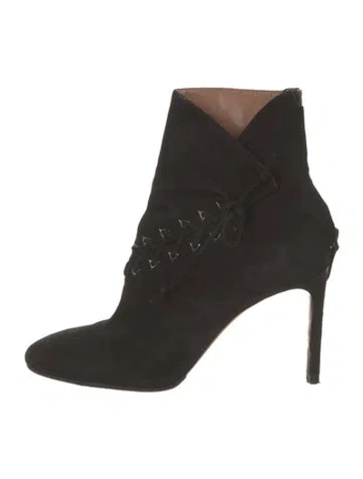 Pre-owned Alaïa Suede Lace-up Boots In Black