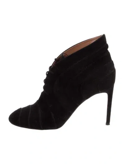 Pre-owned Alaïa Suede Lace-up Boots In Black
