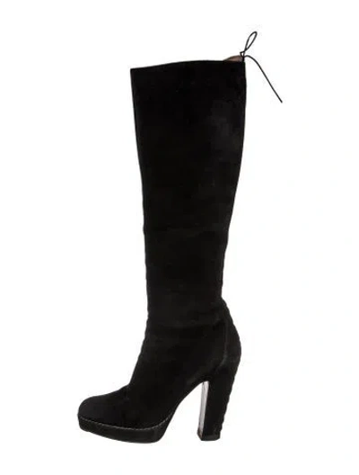 Pre-owned Alaïa Suede Lace-up Boots In Black