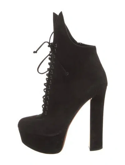 Pre-owned Alaïa Suede Lace-up Boots In Black