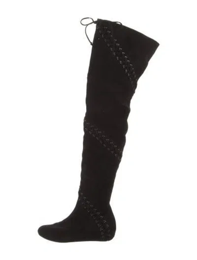 Pre-owned Alaïa Suede Lace-up Boots In Black